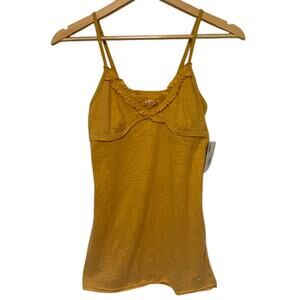 Vintage So Womens Y2K Babydoll Ruffle Trim Cami Size‎ S Yellow Preppy 90s Fitted